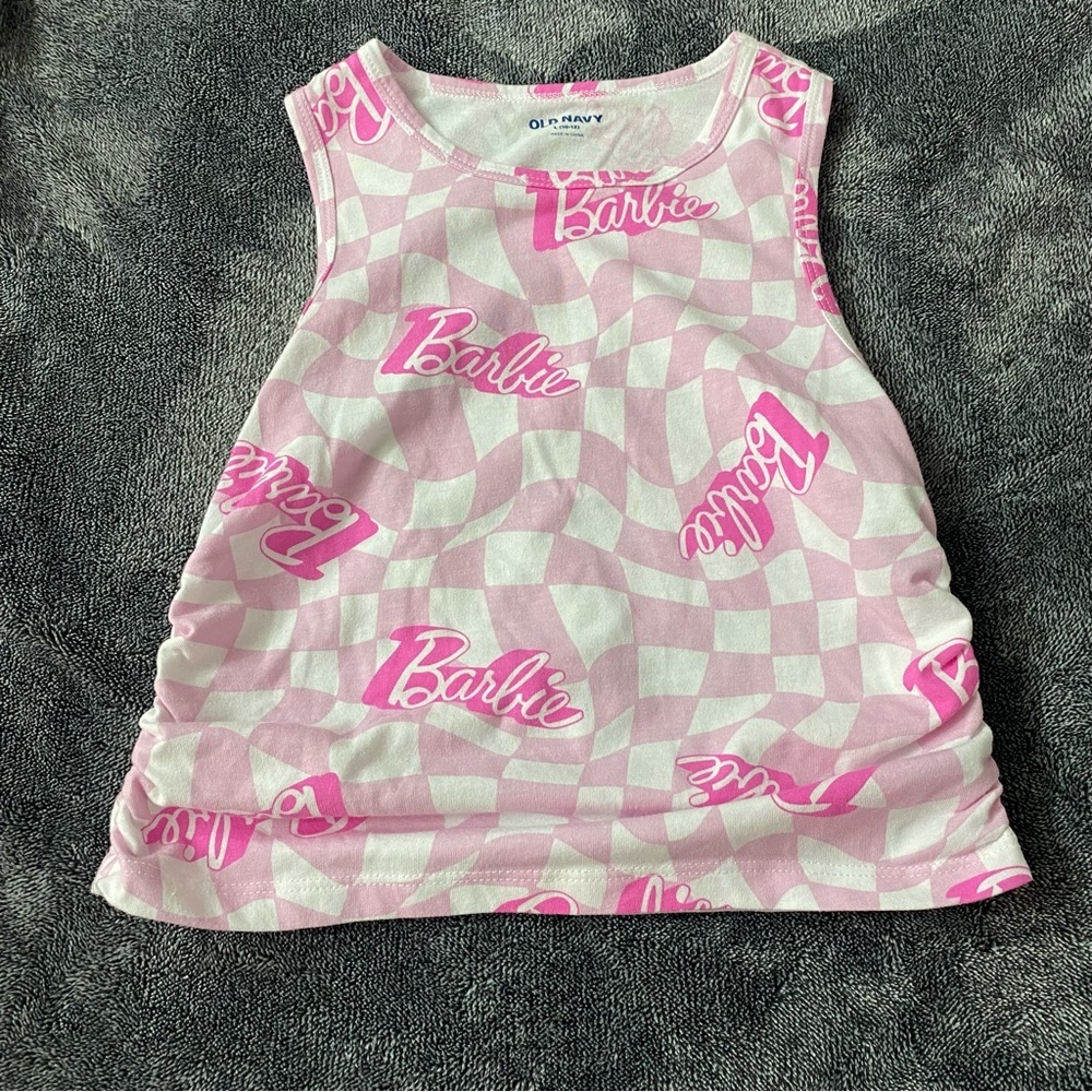 Old Navy Pink Checkered Barbie Kids Tank‎ Top